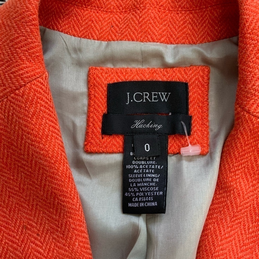 J Crew  Orange Wool Herringbone Tweed Jacket - Picture 7 of 10